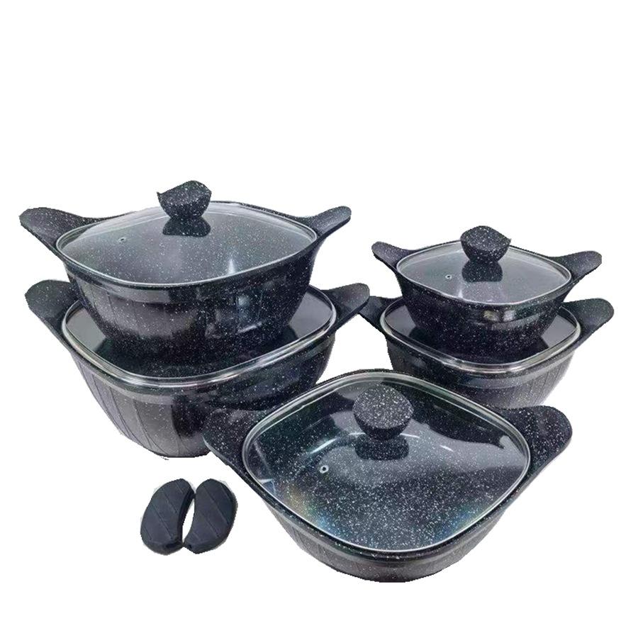 15 pcs Aluminium  Square Die Cast Cookware Set | Extra Heavy | Non Stick Surface