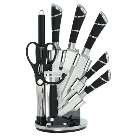 9pcs Unique Stainless Steel Knife Set with Acrylic Stand Ideal for Slicing Dicing & Chopping- Furaha Finds Kenya