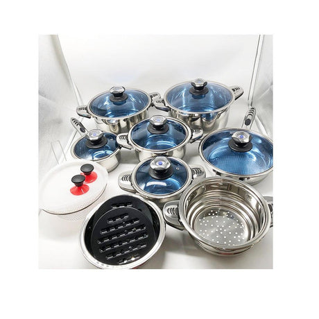 30 Piece Marwa Stainless Steel Cookware Set | Durable and Versatile Cookware for All Your Culinary Needs- Furaha Finds Kenya