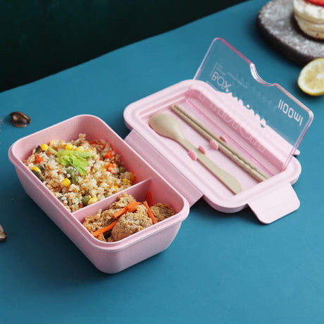 Bento Lunch Box with 2 Compartments & Chopsticks- Furaha Finds Kenya