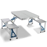 Folding Adjustable Aluminum Alloy Lightweight Outdoor Portable Picnic Camping Chair and Table Set with 4 Seats