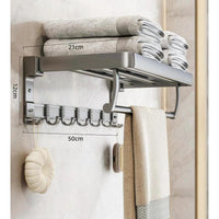 Wall Mounted Towel Rack - 19.7" Heavy Duty with Hooks Bathroom Storage Towel Racks