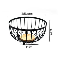 Heavy-Duty Black Fruit Basket with Bamboo Base – 25cm Diameter | Decorative & Functional Kitchen Storage Kitchen Organizers