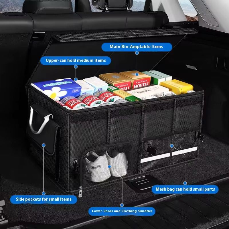 Heavy Duty Car Boot Trunk Organizer with Multiple Compartments