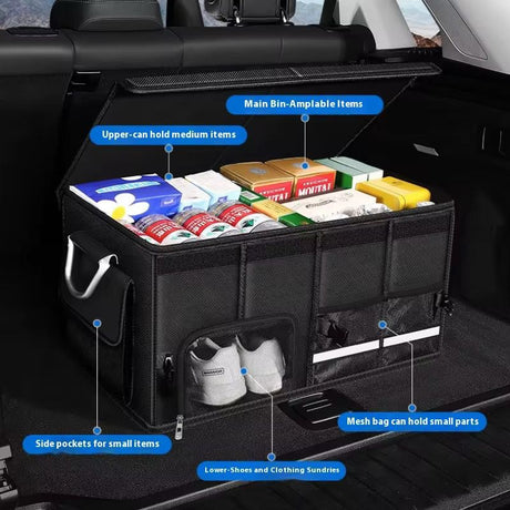 Heavy Duty Car Boot Trunk Organizer with Multiple Compartments