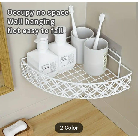 Heavy Duty Corner Self Adhesive Bathroom Rack Large Capacity Rustproof Metal Shower Shelf in Black