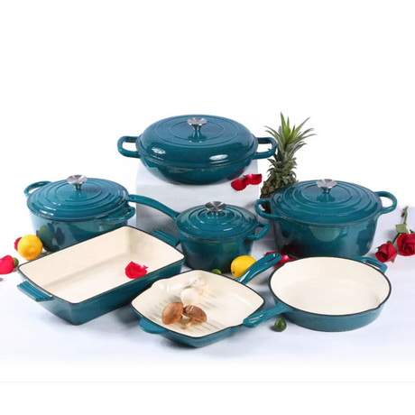 Heavy Duty Enamel Cast Iron Cooking Pots Casseroles, Frying Pan, Grill Pan & Baking Tray in Multiple Colours.