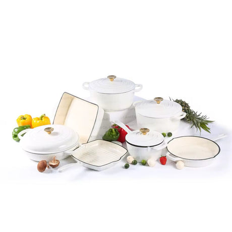 Heavy Duty Enamel Cast Iron Cooking Pots Casseroles, Frying Pan, Grill Pan & Baking Tray in Multiple Colours.