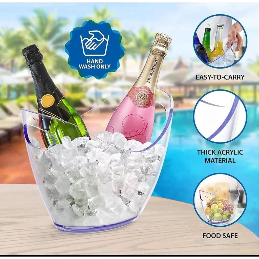 Heavy Luxury Clear Acrylic Ice Bucket | 4L Wine, Champagne, Beer & Juice Cooler Serving Ware Ice Buckets