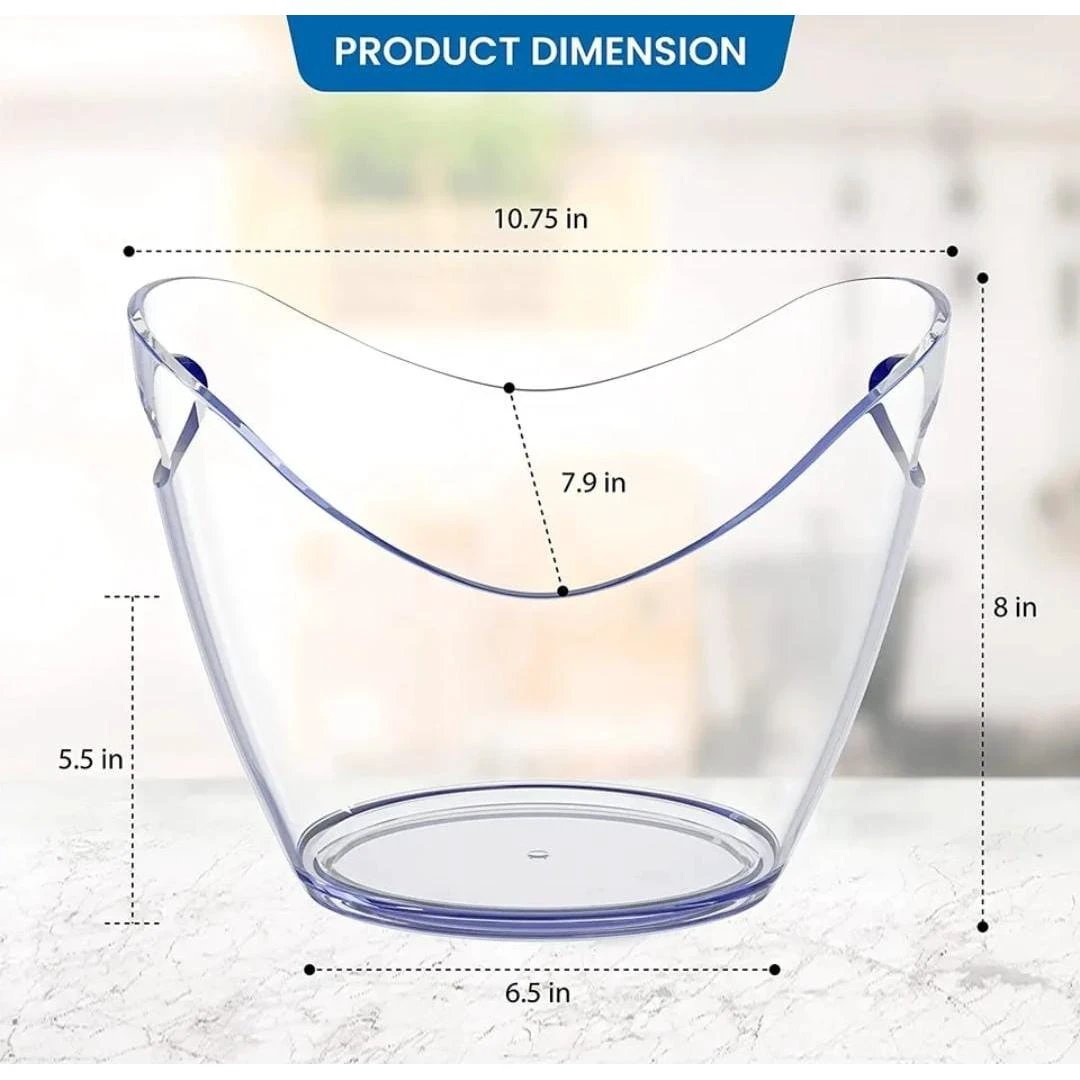 Heavy Luxury Clear Acrylic Ice Bucket | 4L Wine, Champagne, Beer & Juice Cooler Serving Ware Ice Buckets