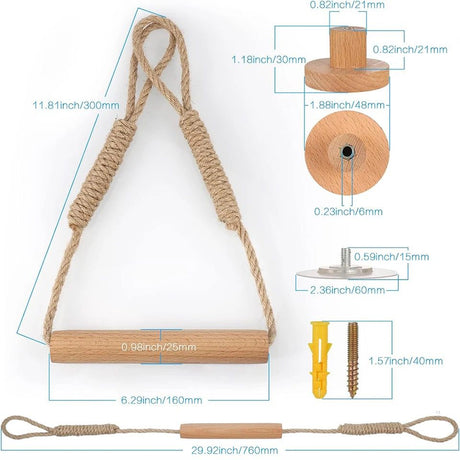 Hemp Rope Tissue Holder with Bamboo Base Stylish Wall