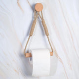 Hemp Rope Tissue Holder with Bamboo Base Stylish Wall