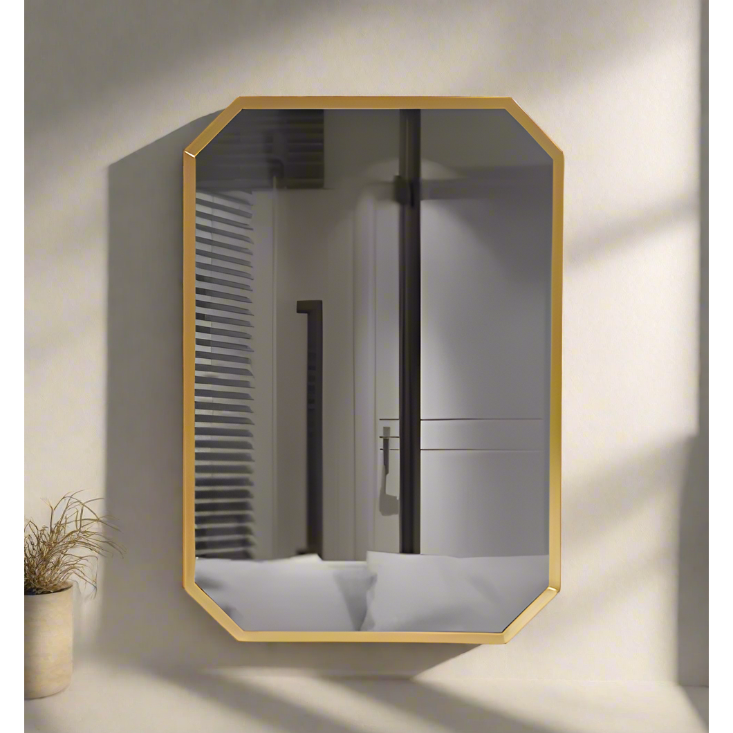 Hexagon Decor Mirror Nordic Style Metallic Frame Hanging Wall Decor Hexagon Mirror Nordic Decor Metallic Frame Mirror Hanging Wall Decor Modern Wall Mirror 51 x 35 x 40 cm