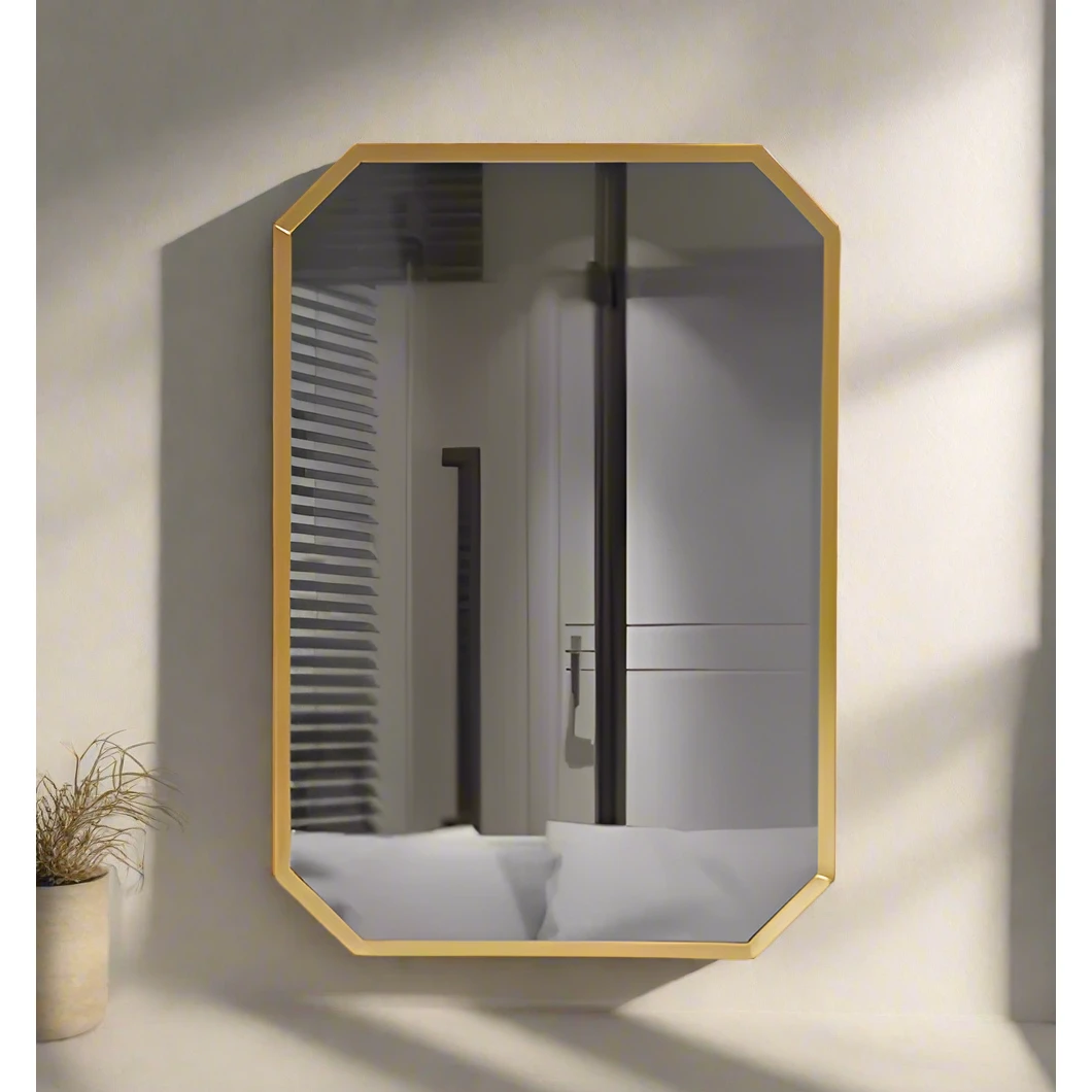 Hexagon Decor Mirror Nordic Style Metallic Frame Hanging Wall Decor Hexagon Mirror Nordic Decor Metallic Frame Mirror Hanging Wall Decor Modern Wall Mirror 51 x 35 x 40 cm General Home - Decor Mirrors