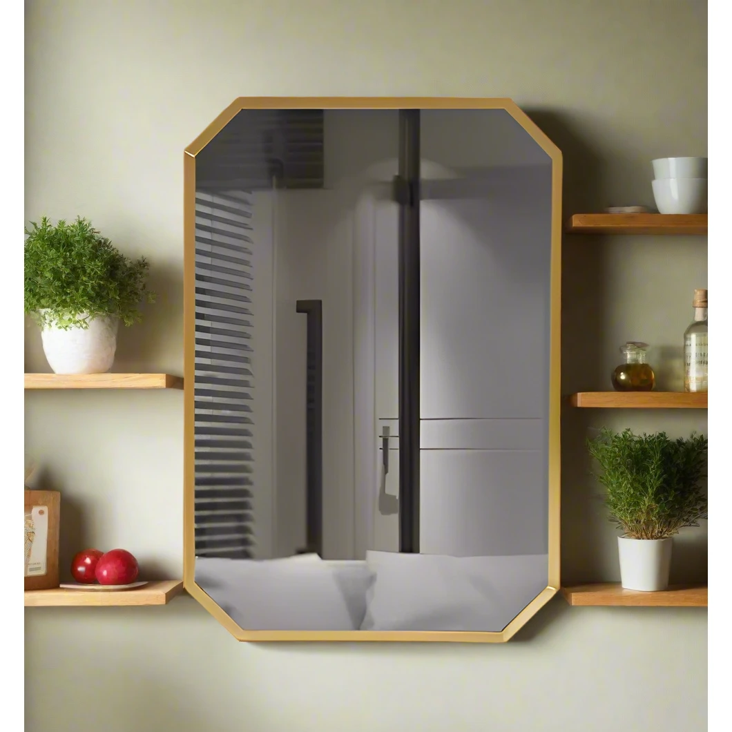 Hexagon Decor Mirror Nordic Style Metallic Frame Hanging Wall Decor Hexagon Mirror Nordic Decor Metallic Frame Mirror Hanging Wall Decor Modern Wall Mirror 51 x 35 x 40 cm General Home - Decor Mirrors