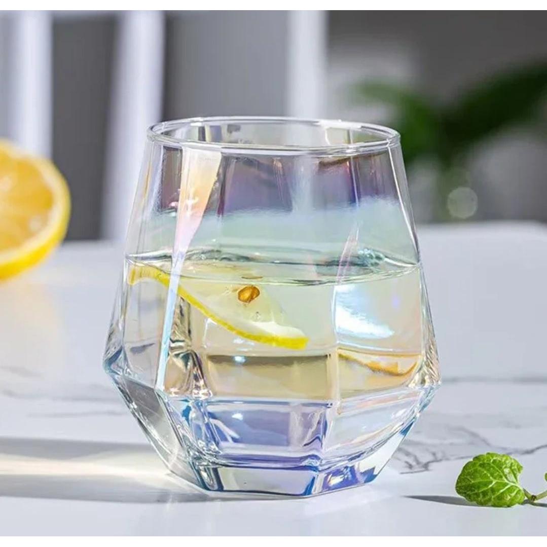 Hexagon Hue Rainbow Glass Set of 6 249ml Colorful Drinking Glasses for Water, Juice, and Cocktails