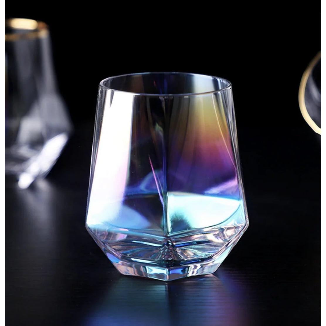 Hexagon Hue Rainbow Glass Set of 6 249ml Colorful Drinking Glasses for Water, Juice, and Cocktails