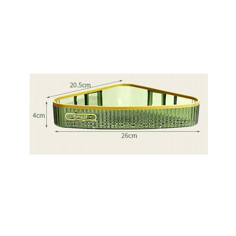 Multipurpose Acrylic Punch Free Bathroom Corner Shelf | Adhesive Sticker | Green, Clear, Gold