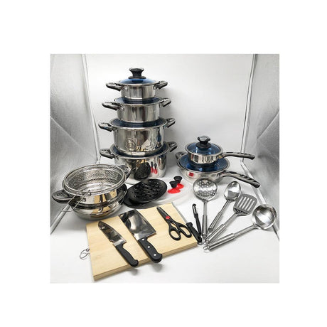 30 Piece Marwa Stainless Steel Cookware Set | Durable and Versatile Cookware for All Your Culinary Needs- Furaha Finds Kenya