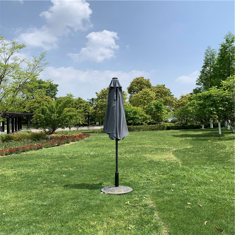 Grey Outdoor Umbrella with Base | Large Patio Sunshade | 390 cm x 247 cm