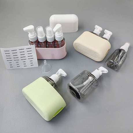 4in1 50ml Travel Bottle Set for Shampoo, Shower Gel, Hand Wash, Lotion Travel Kit with 32 Labels & Funnel- Furaha Finds Kenya