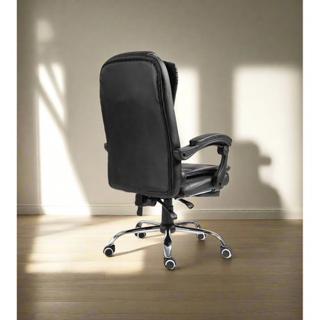 High Back Leather Swivel Chair with Massage and Footrest Luxury Reclining Computer Office Chair