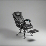 High Back Leather Swivel Chair with Massage and Footrest Luxury Reclining Computer Office Chair