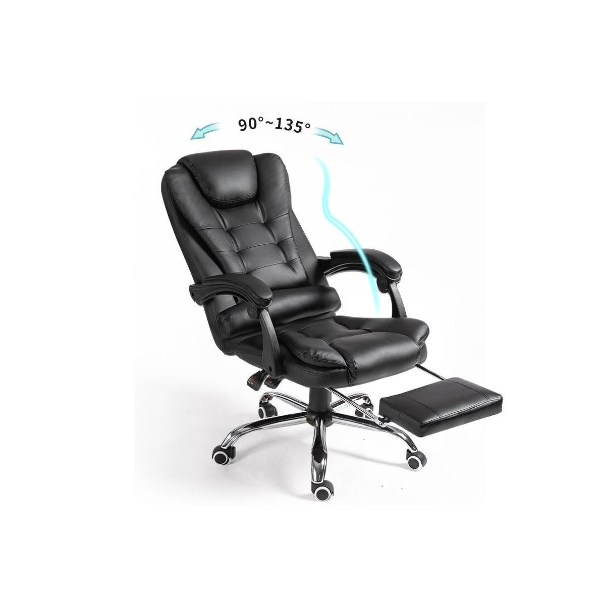 High Back Leather Swivel Chair with Massage and Footrest Luxury Reclining Computer Office Chair