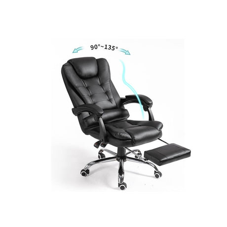 High Back Leather Swivel Chair with Massage and Footrest Luxury Reclining Computer Office Chair
