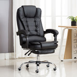 High Back Leather Swivel Chair with Massage and Footrest Luxury Reclining Computer Office Chair