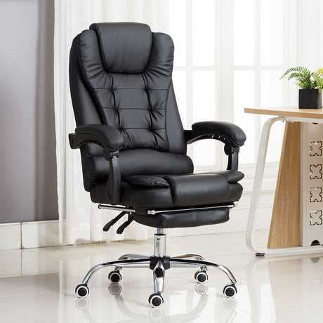 High Back Leather Swivel Chair with Massage and Footrest Luxury Reclining Computer Office Chair