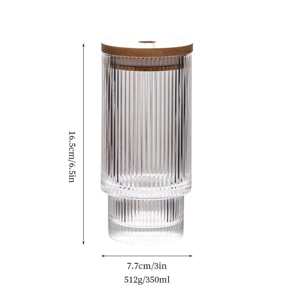 High Borosilicate Glass Tumbler 350ml with Bamboo Lid, Straw & Cleaner Tumblers