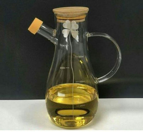 High Borosilicate Oil Jar with Decorative Flower and Airtight Lid – 550ml Capacity