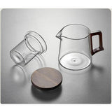 High Borosilicate Teapot with Walnut Handle Elegant Heat Resistant Glass Teapot.