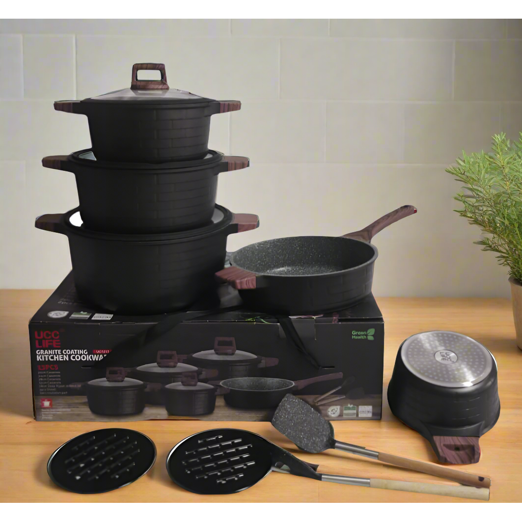 High Quality 13 Piece Granite Coating Cookware Set Durable & Non-Stick Kitchen Essentials