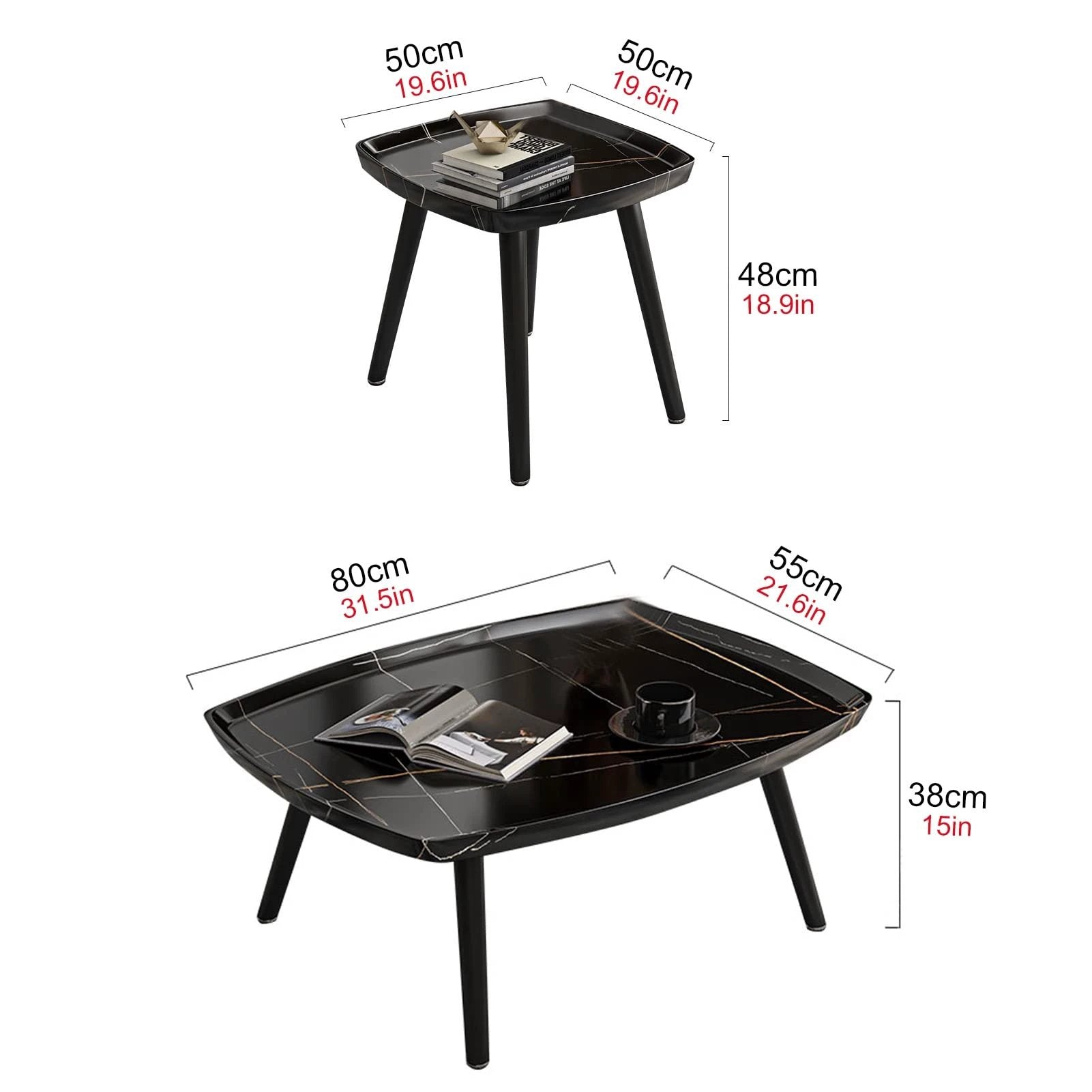 High Quality 2pc Coffee Table Set Modern Minimalist Design for Living Room & Lounge Coffee Tables