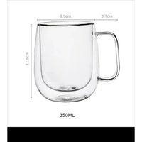 High Quality 350ml Transparent Double Wall Mug | Heat Resistant Glass Coffee & Tea Mug Tableware Mugs