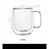 High Quality 350ml Transparent Double Wall Mug | Heat Resistant Glass Coffee & Tea Mug Tableware Mugs