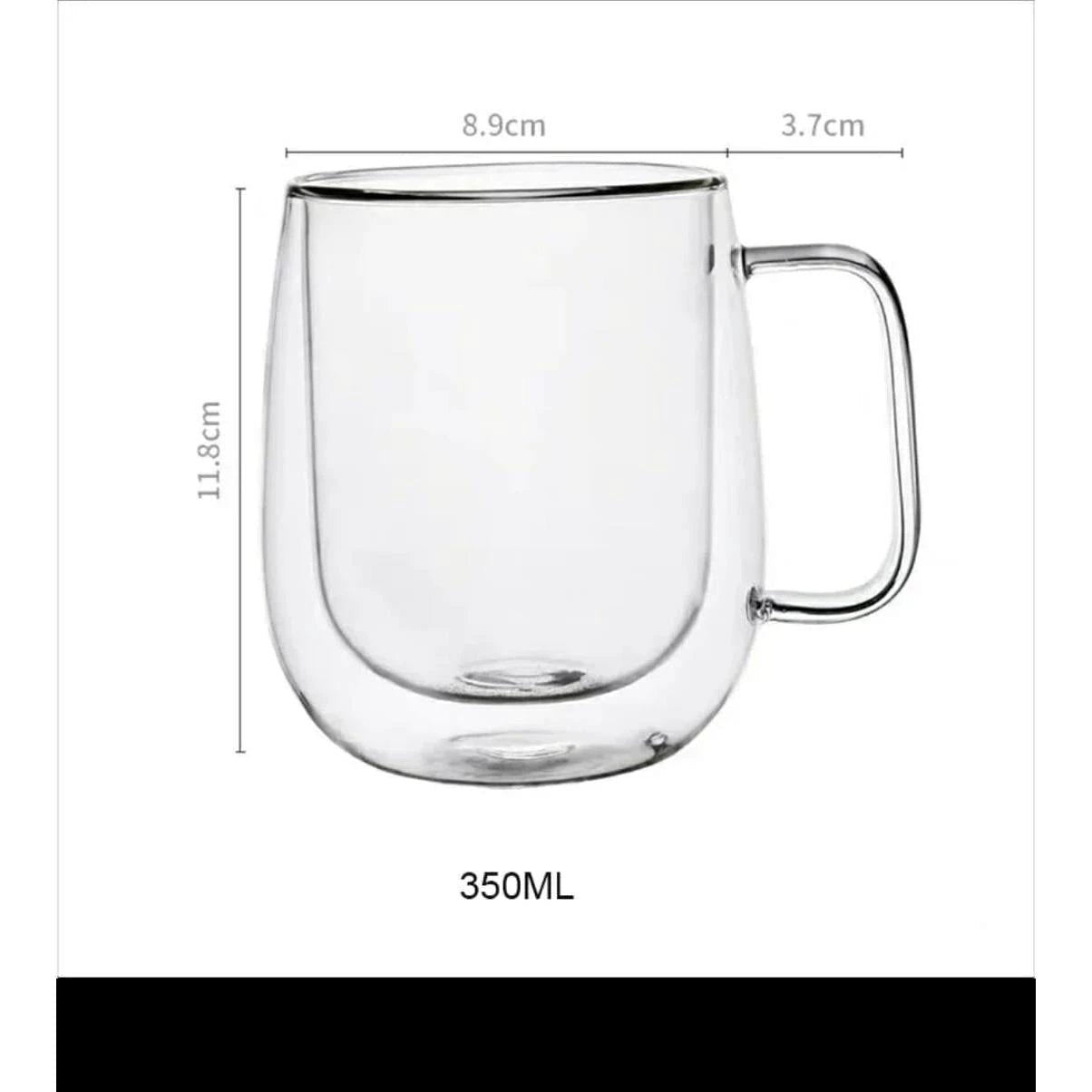 High Quality 350ml Transparent Double Wall Mug | Heat Resistant Glass Coffee & Tea Mug Tableware Mugs