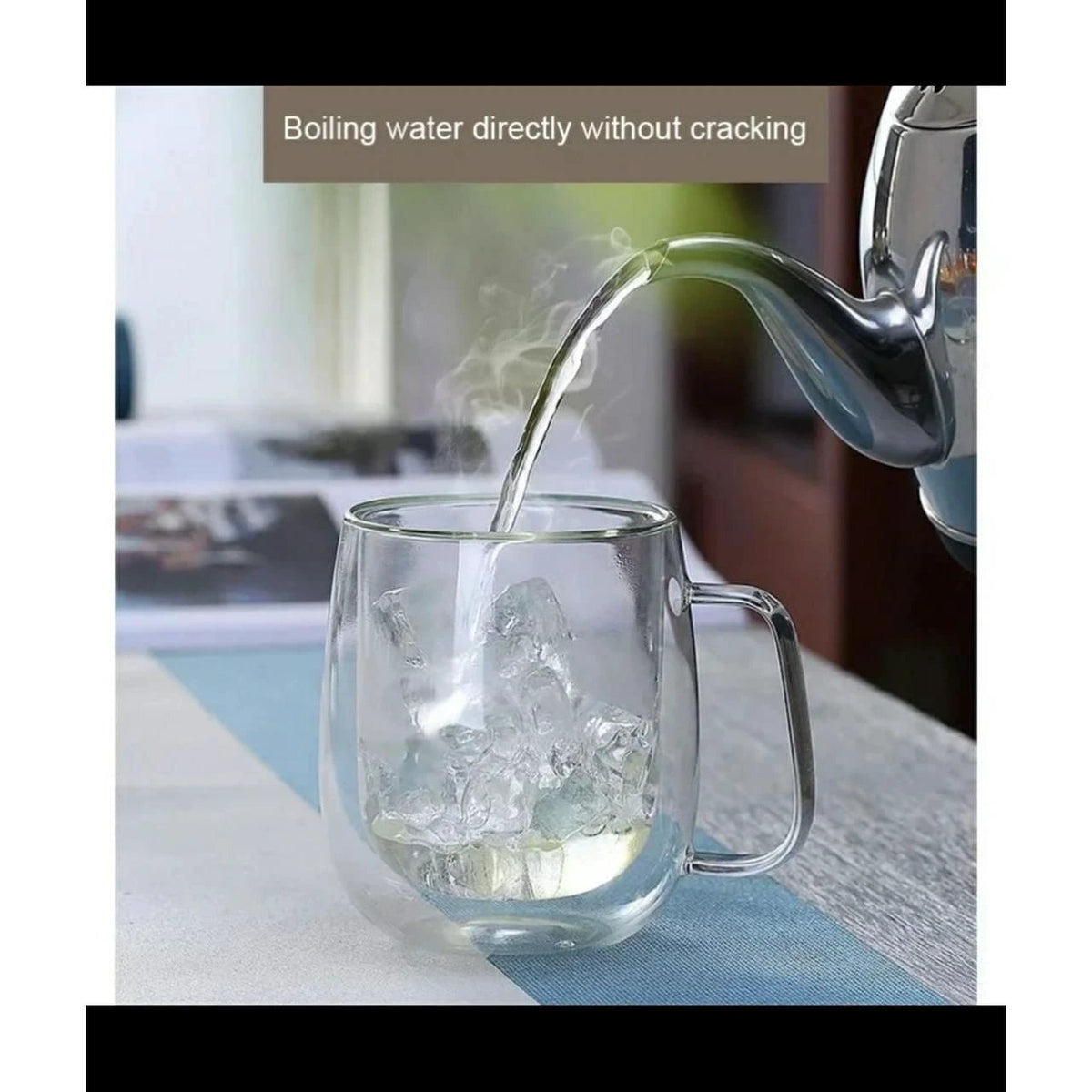 High Quality 350ml Transparent Double Wall Mug | Heat Resistant Glass Coffee & Tea Mug Tableware Mugs