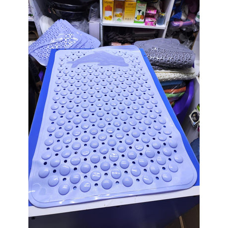 High Quality 36 x 70cm Modern Anti-Slip Rubber Bathroom | Toilet Mat with Dolphin Scrubber | White, Blue, Grey