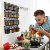 High Quality 4 Tier Wall Mounted Metal Spice Rack for Kitchen Organization Spice Organizers
