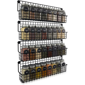 High Quality 4 Tier Wall Mounted Metal Spice Rack for Kitchen Organization Spice Organizers