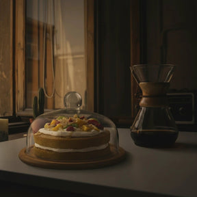 High-Quality Bamboo Base Cake & Fruit Stand with Acrylic Dome Cover 30cm kitchen and dinning Cake Stands