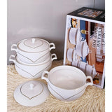 High Quality Ceramic 3-piece Serving Bowls Set, White