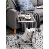 High Quality Clear Acrylic crylic Luxury C Shaped Clear Acrylic Side Table with Wheels|33cm (L) x 38cm (W) x 58cm (H)