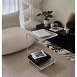 High Quality Clear Acrylic crylic Luxury C Shaped Clear Acrylic Side Table with Wheels|33cm (L) x 38cm (W) x 58cm (H)