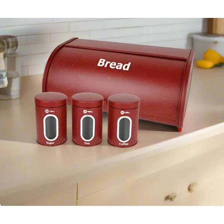 High Quality Colored Alloy Bread Storage Bin with 3 Piece Canister Set Kitchen Accessories Food Storage Bins