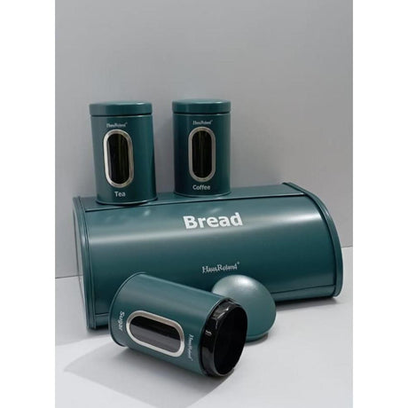 High Quality Colored Alloy Bread Storage Bin with 3 Piece Canister Set