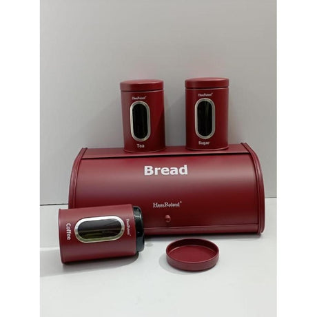 High Quality Colored Alloy Bread Storage Bin with 3 Piece Canister Set